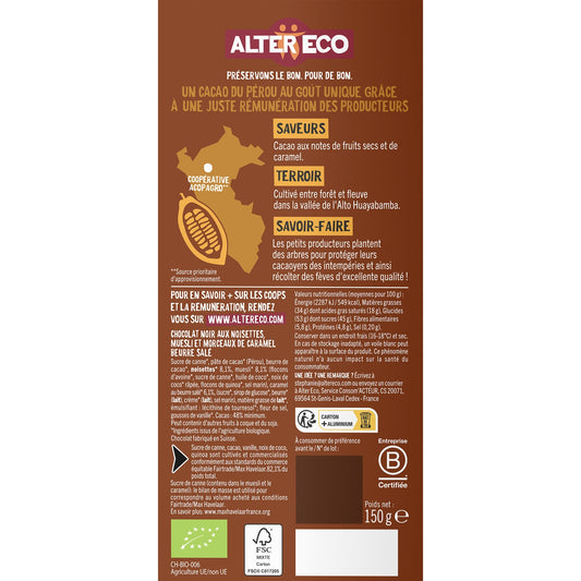 Organic Dark Chocolate Hazelnut Muesli Caramel ALTER ECO