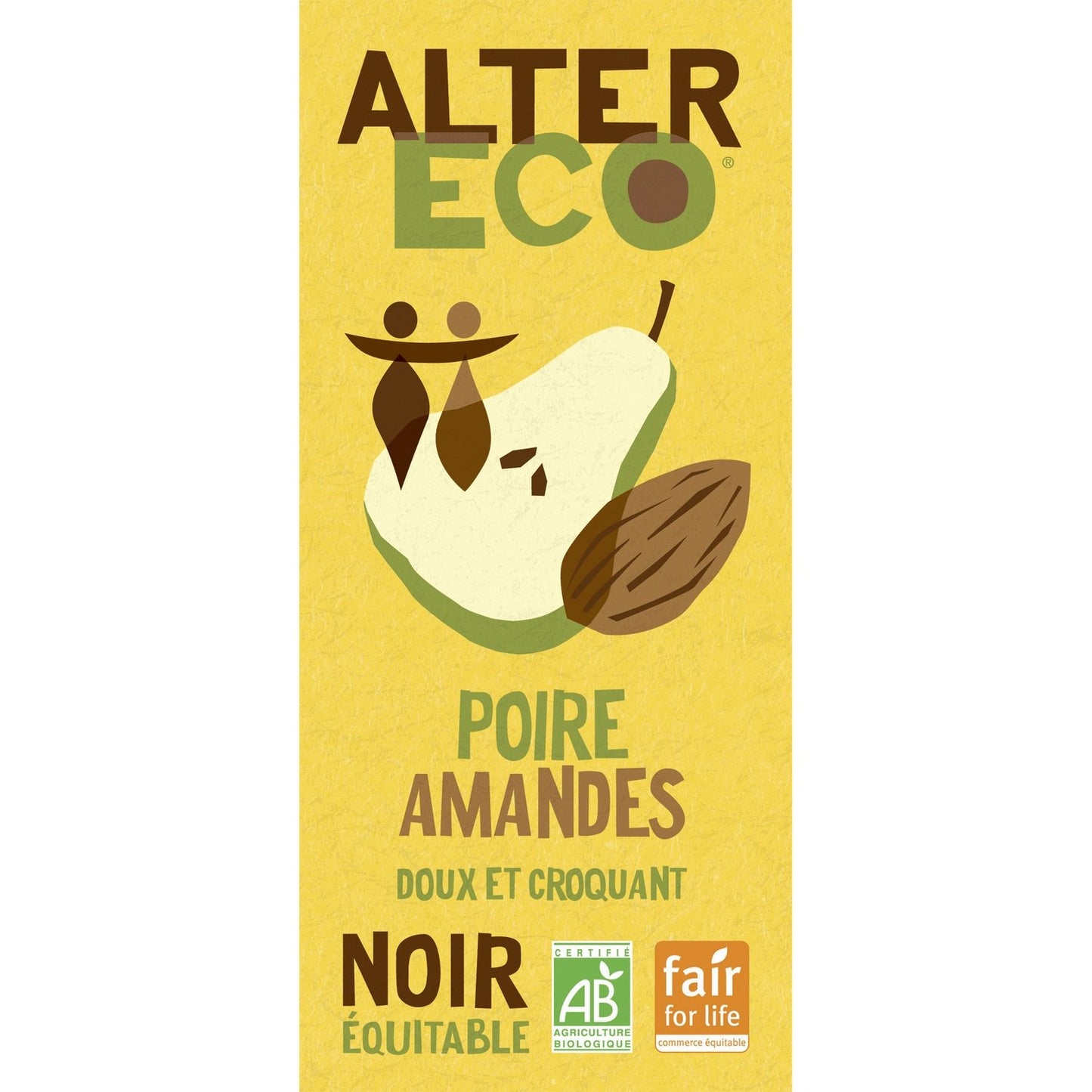 Chocolat Noir Bio Poire Amandes ALTER ECO La tabLette de 100g