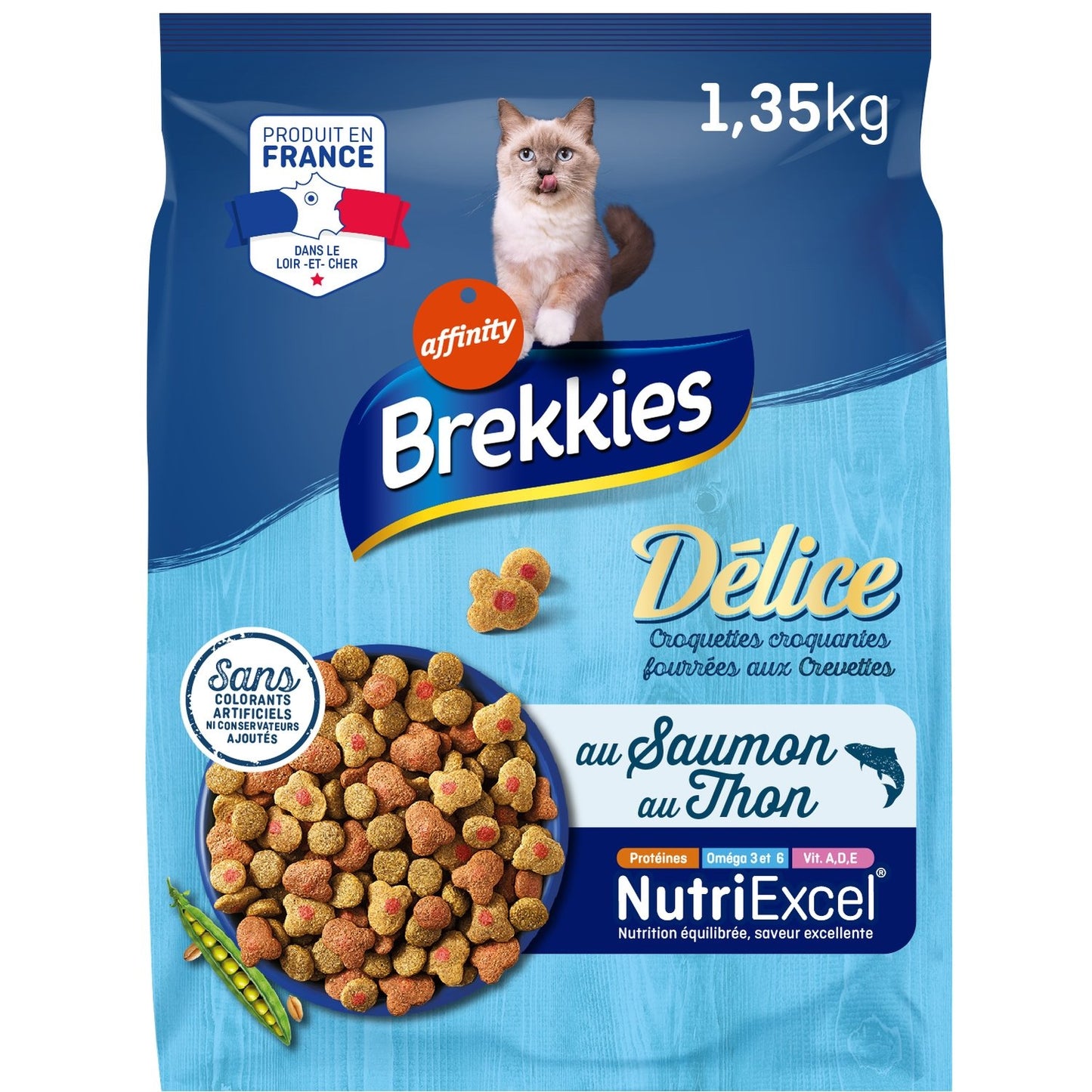 Croquettes pour Chat Adulte Saumon Thon Légume BREKKIES la sac de 1.35Kg