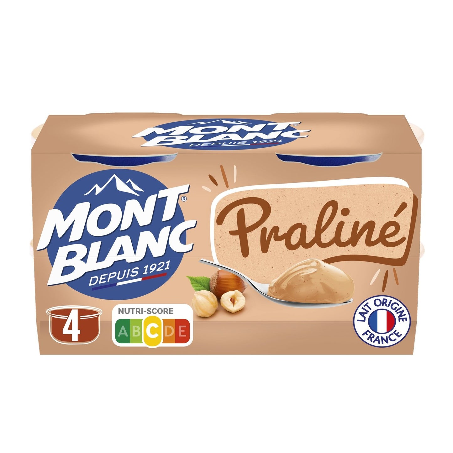 Crème Dessert Praliné MONT BLANC les 4 pots de 125 g