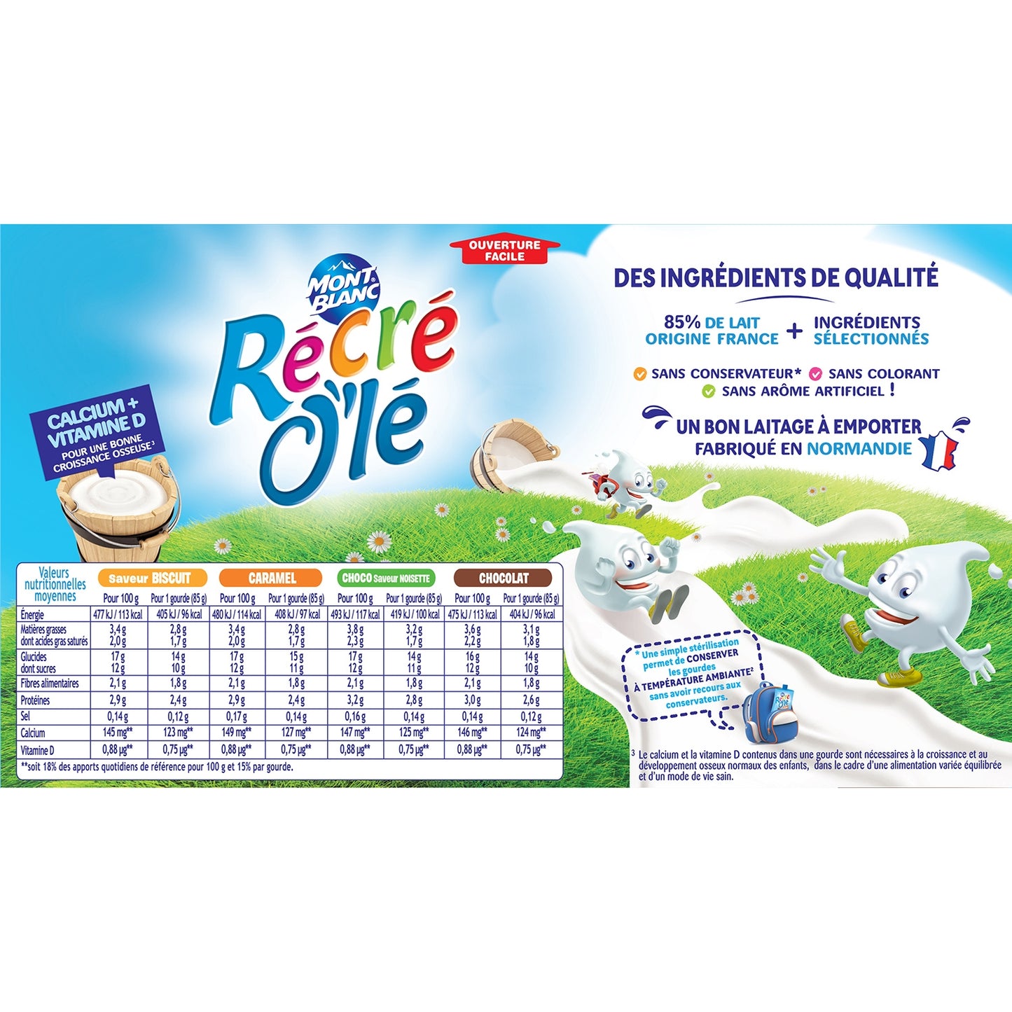 Récré O'lé Milchsnacks MONT BLANC Sortimente