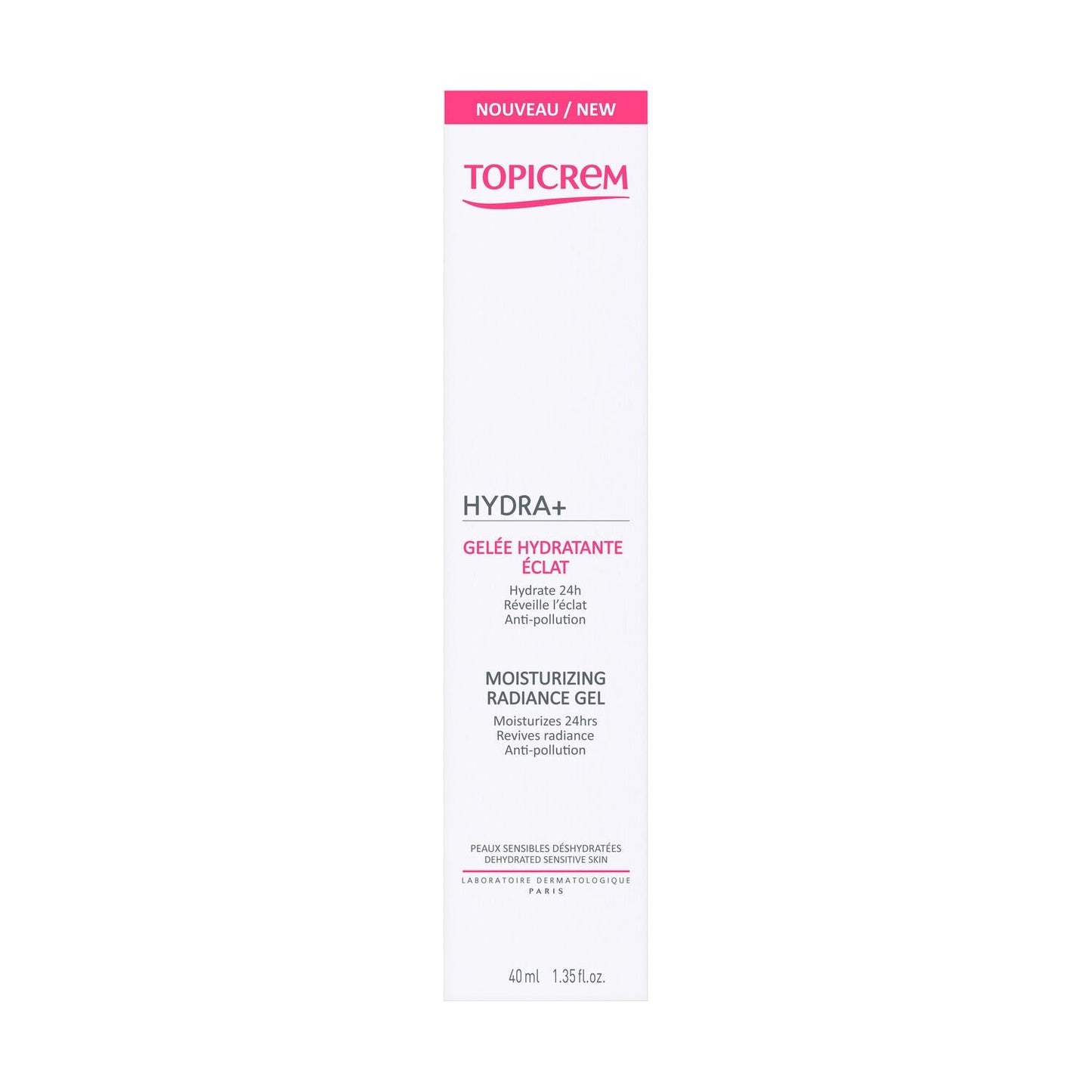 Gel Visage Femme Peau Sensibles Déshydratées Anti-Pollution Hydra+ TOPICREM le tube de 40mL