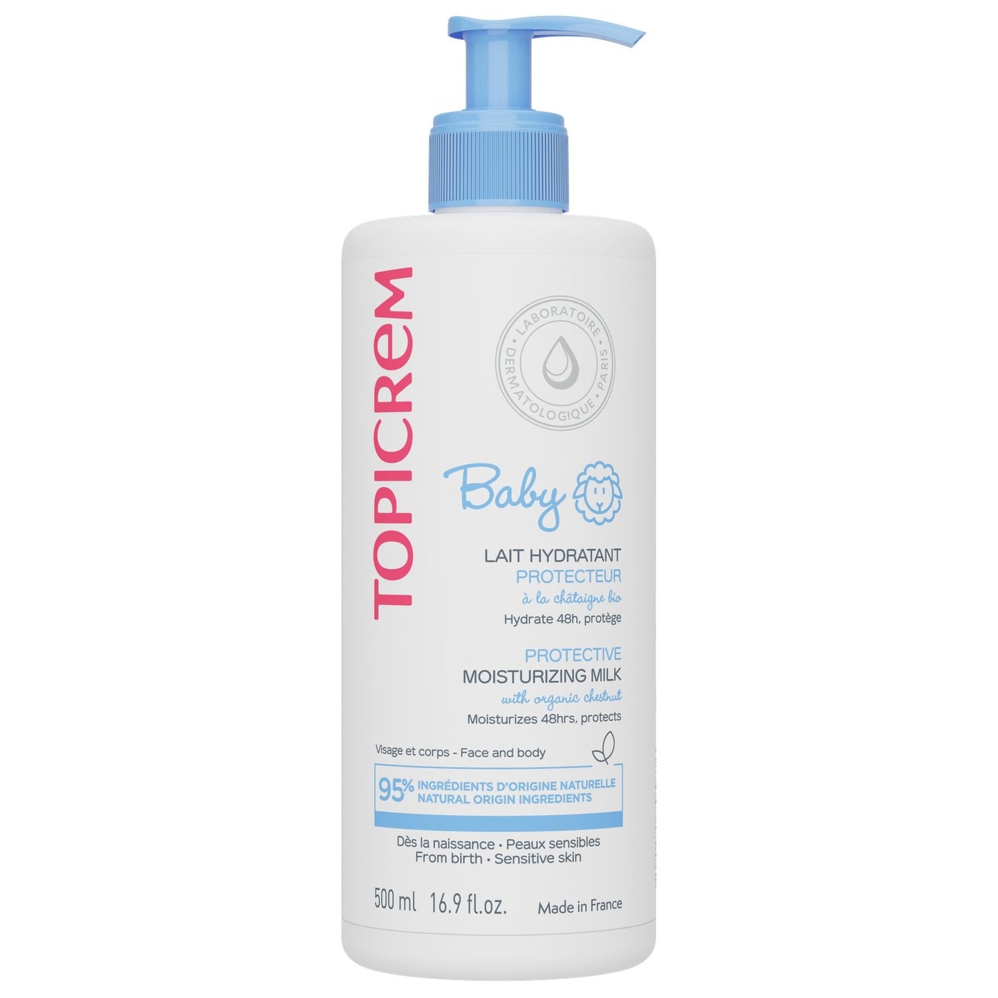 Lait Bébé Hydratant à la Châtaigne Bio TOPICREM le flacon de 500mL