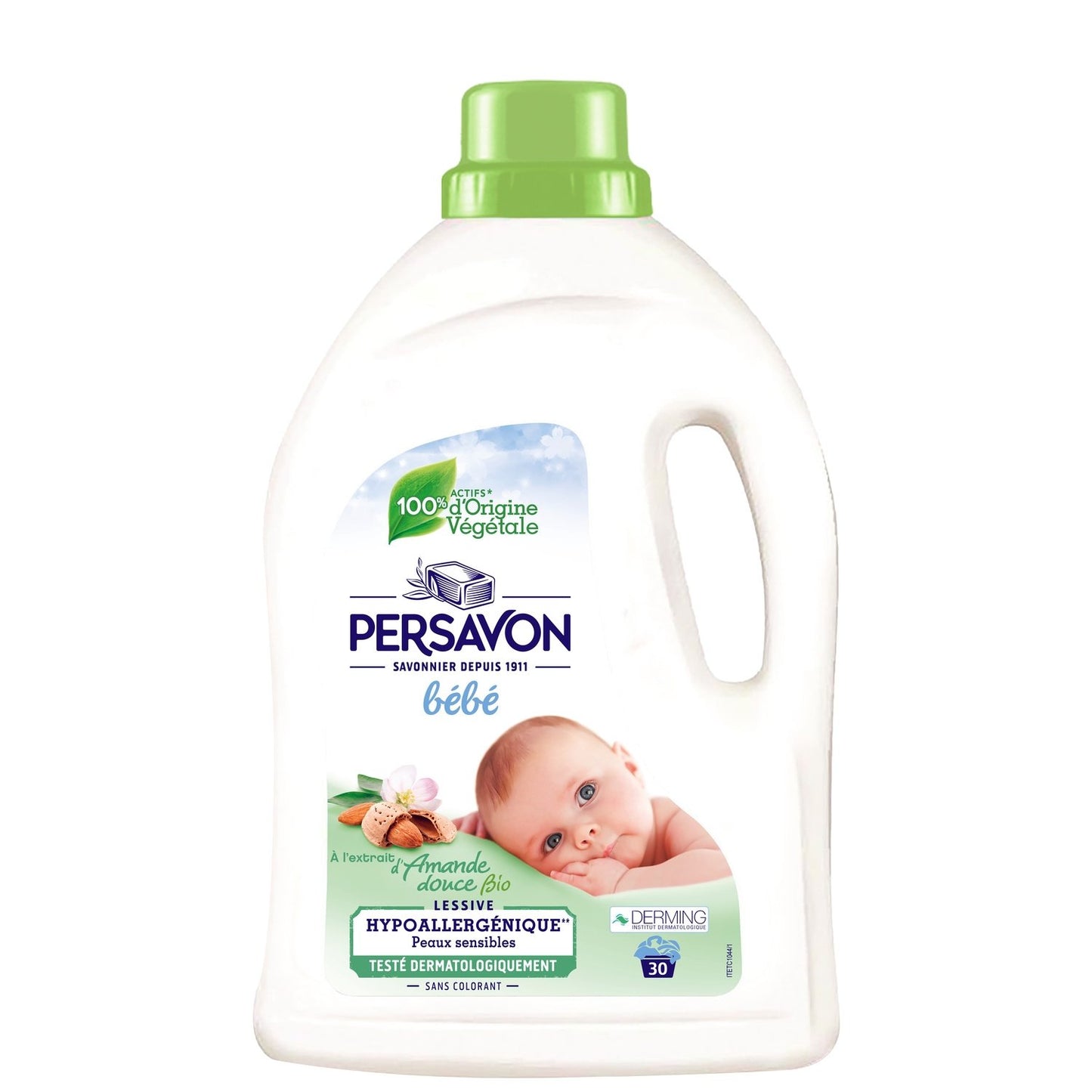Lessive Liquide Bébé Hypoallergénique Amande Bio PERSAVON le bidon 1,5L