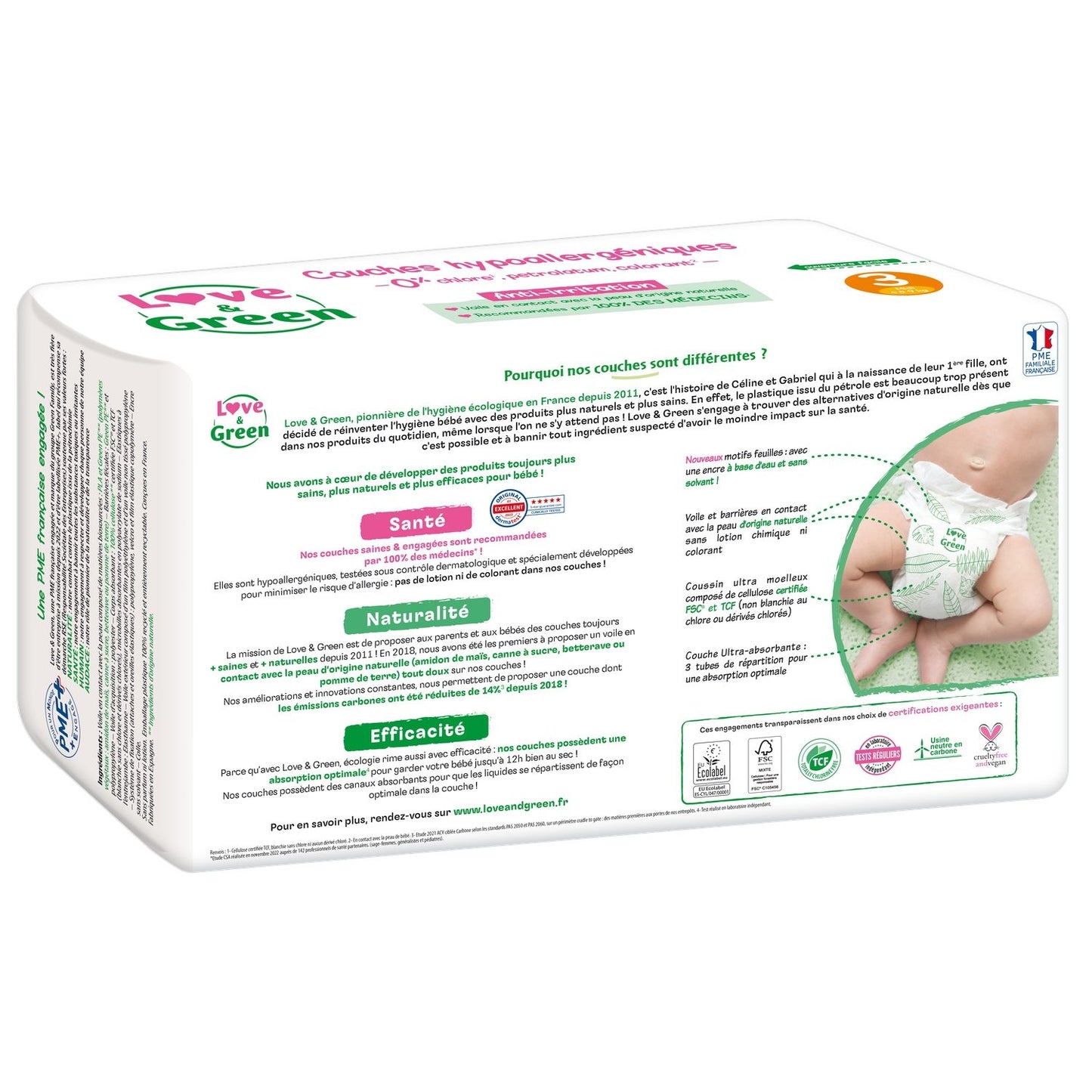 Couches Bébé Taille 3 4-9kg Ecologiques Hypoallergénique Love & GREEN