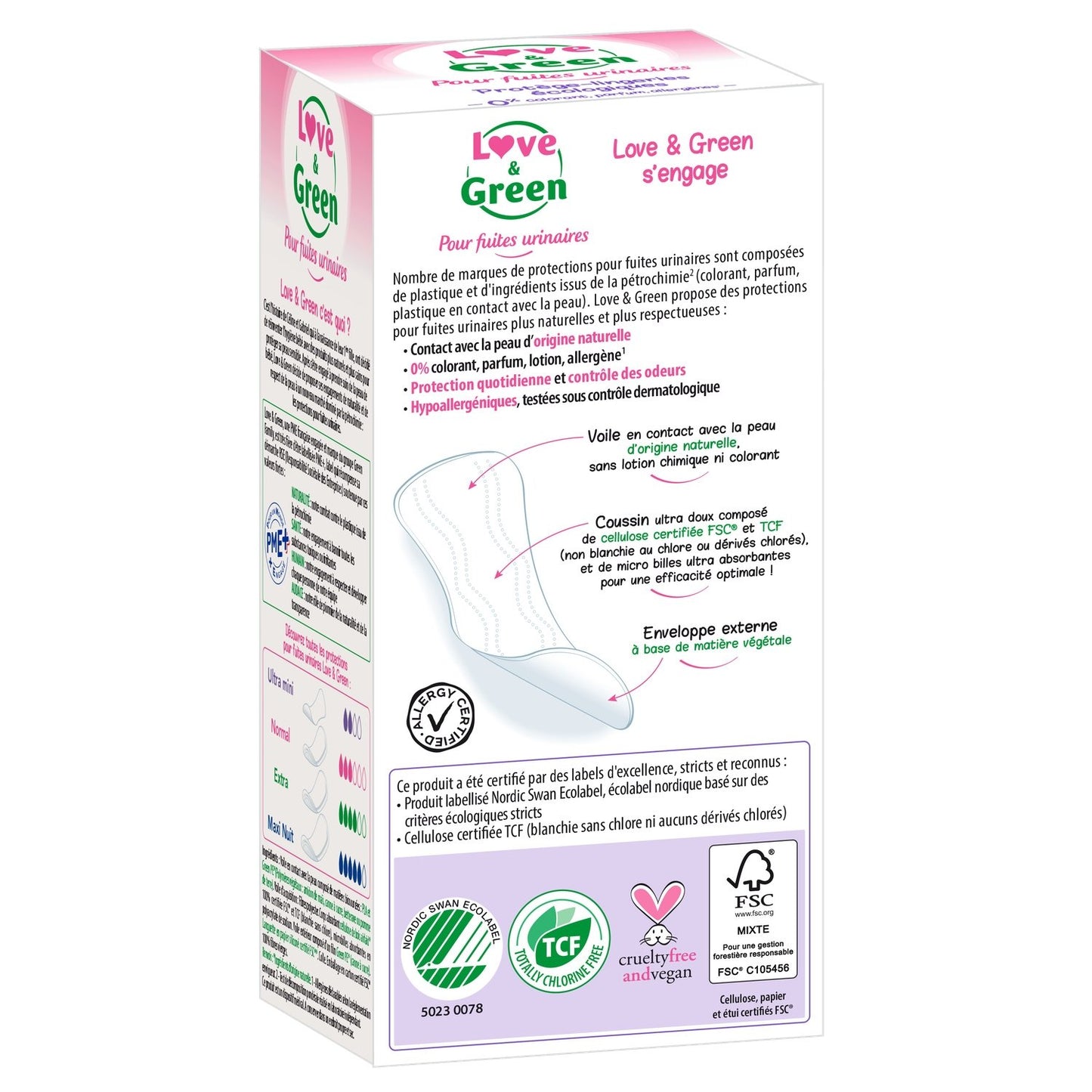 Love & GREEN Ultra Mini Hypoallergenic Eco-Friendly Anti-Irritation Urinary Leak Protection