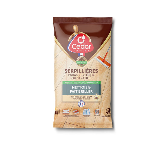 Serpillères Parquet Vitrifié Stratifié Bois de Santal O'CEDAR