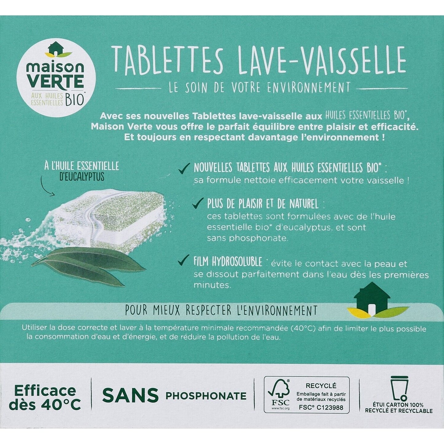 MAISON VERTE Organic Oil Dishwasher Tablet