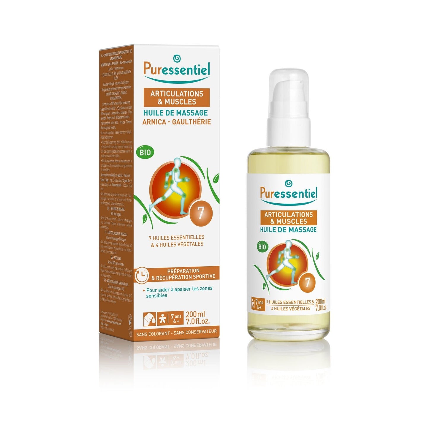 Huile Massage Préparation et Récupération Sportive PURESSENTIEL le flacon de 200mL
