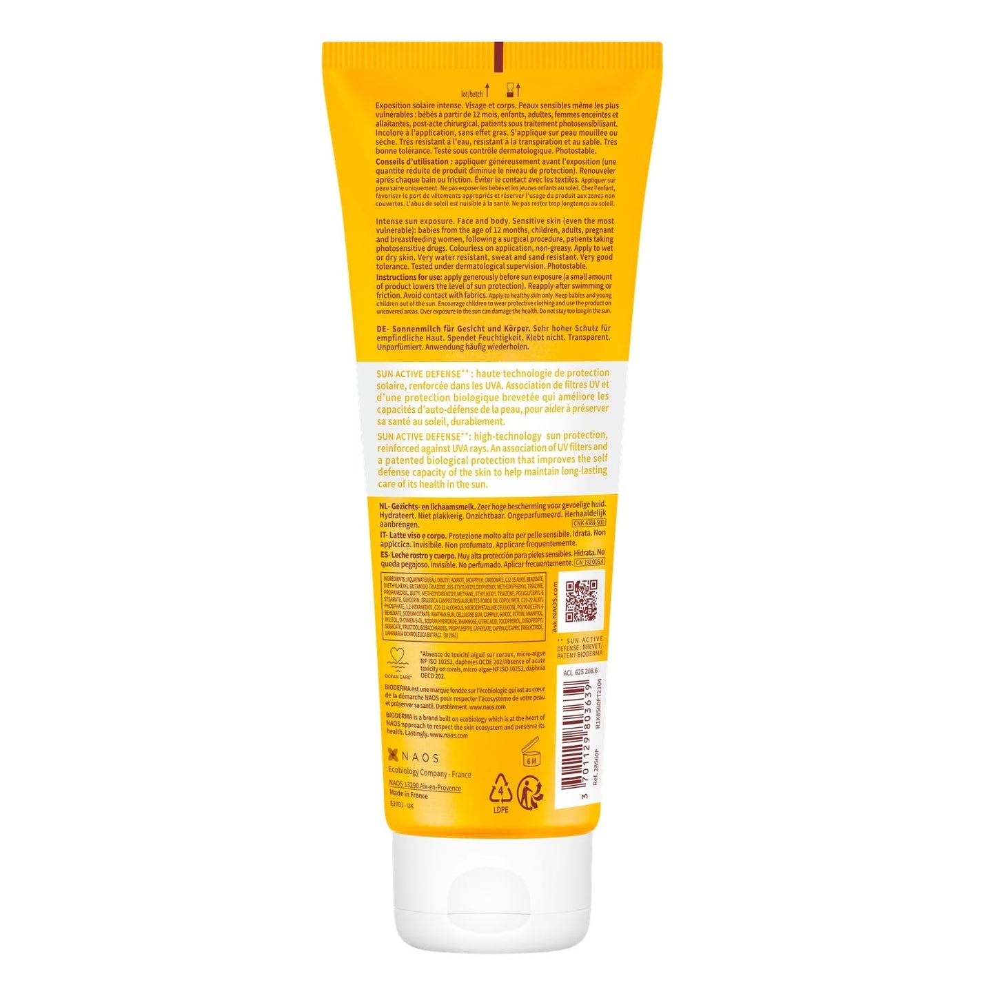 Lait solaire Adulte et Bébé Peau Sensible Très Haute Protection Spf 50+ Invisible Photoderm Lait Ultra BIODERMA