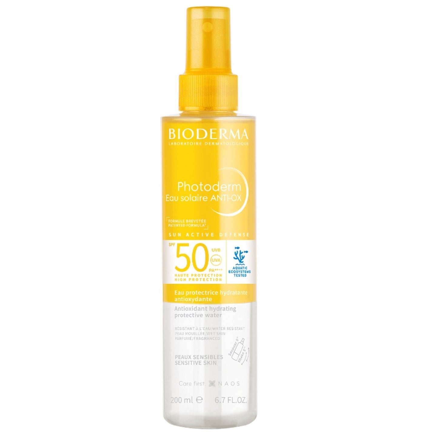 Eau Solaire Visage Corps et Cheveux Anti-Oxydante Protège du Vieillissement Cutané et Hydrate Spf 50 BIODERMA le flacon de 200mL