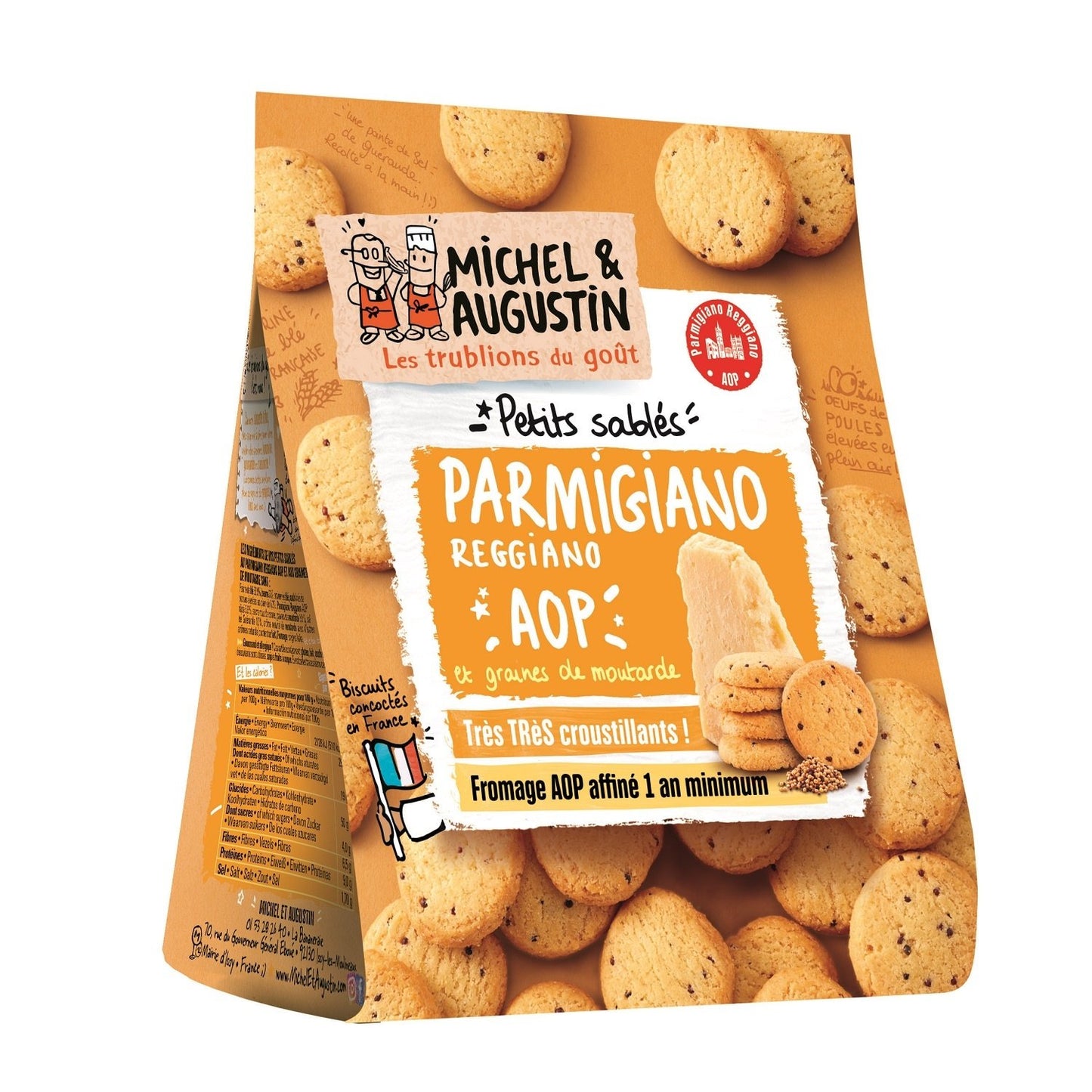 Biscuits Apéritifs Sablé Parmesan & Moutarde MICHEL ET AUGUSTIN le sachet de 120 g