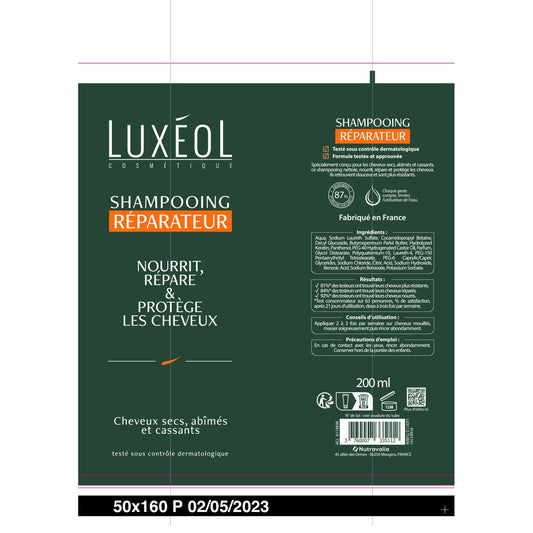 LUXEOL Keratin, Shea Butter and Provitamin B5 Repairing Shampoo for Dry, Damaged, and Brittle Hair