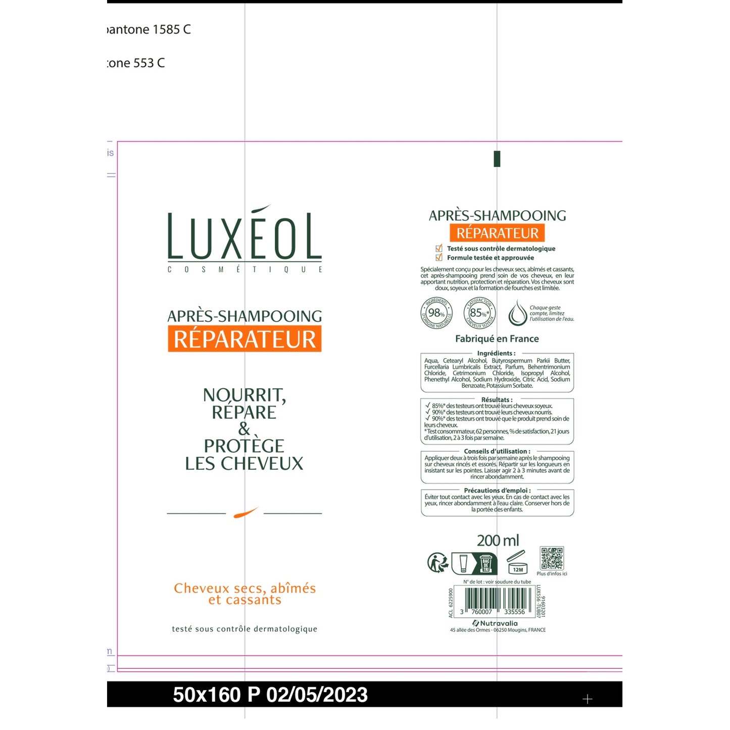 Après-Shampoing Réparateur Cheveux Secs Abimés et Cassants LUXEOL