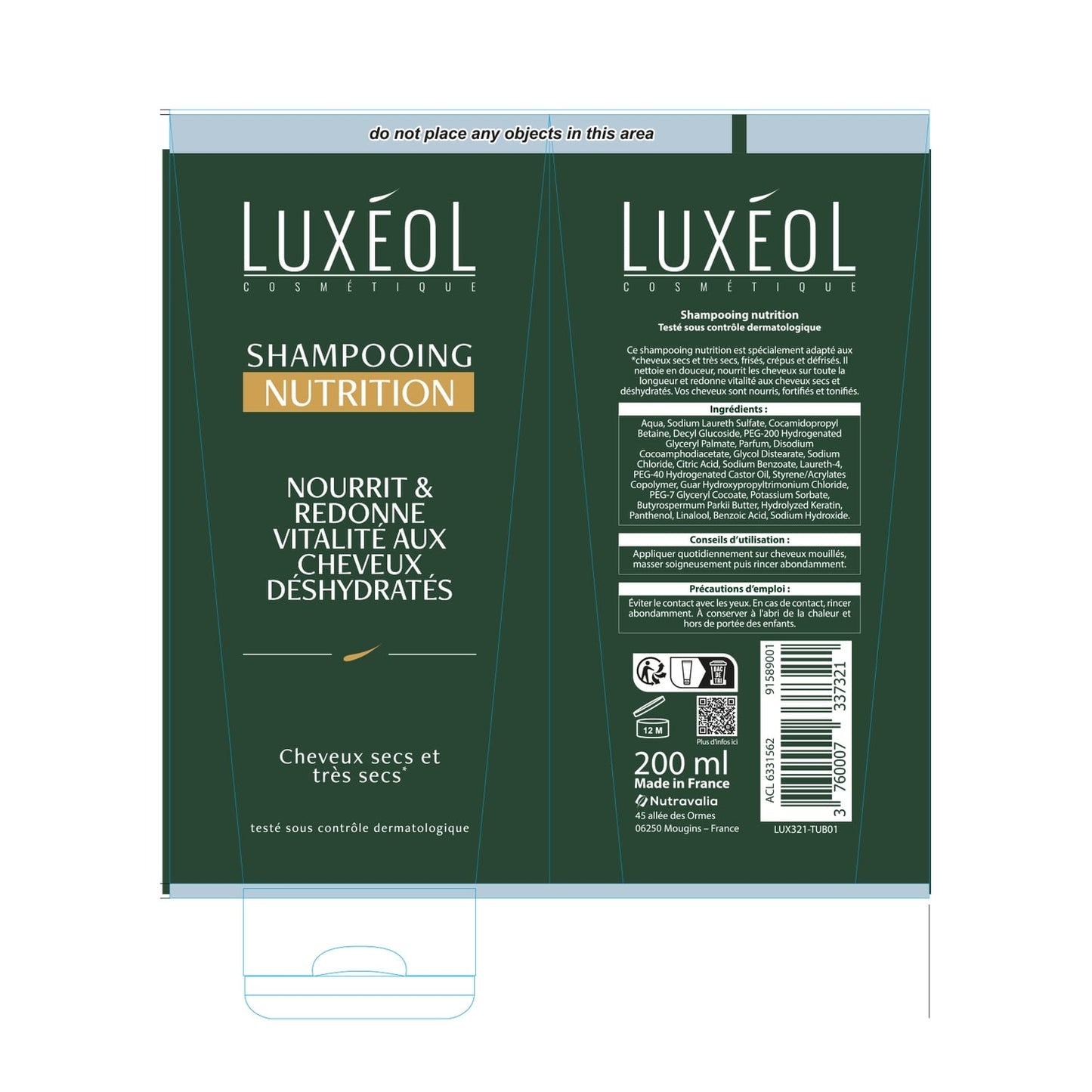 Shampoing Cheveux Secs et Très Secs Nutrition LUXEOL