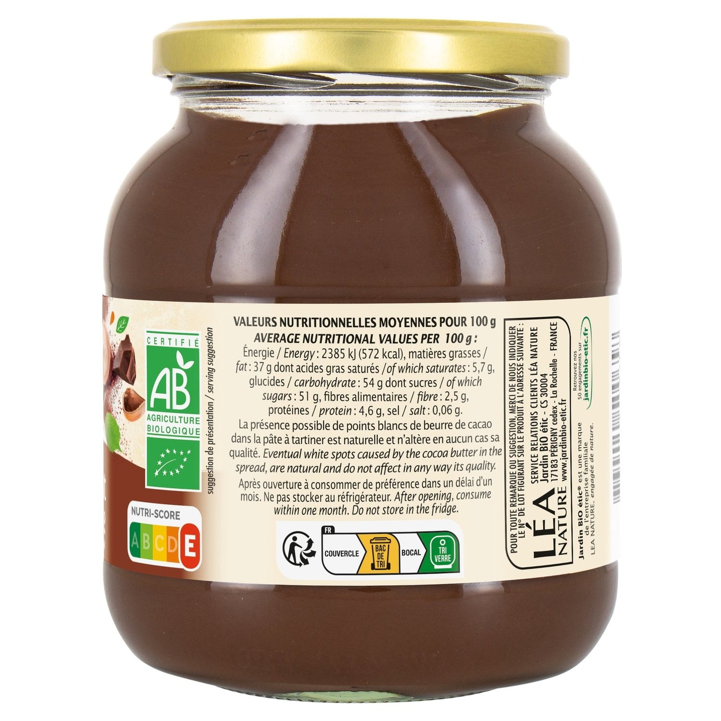 Organic Chocolate Hazelnut Spread JARDIN BIO ETIC