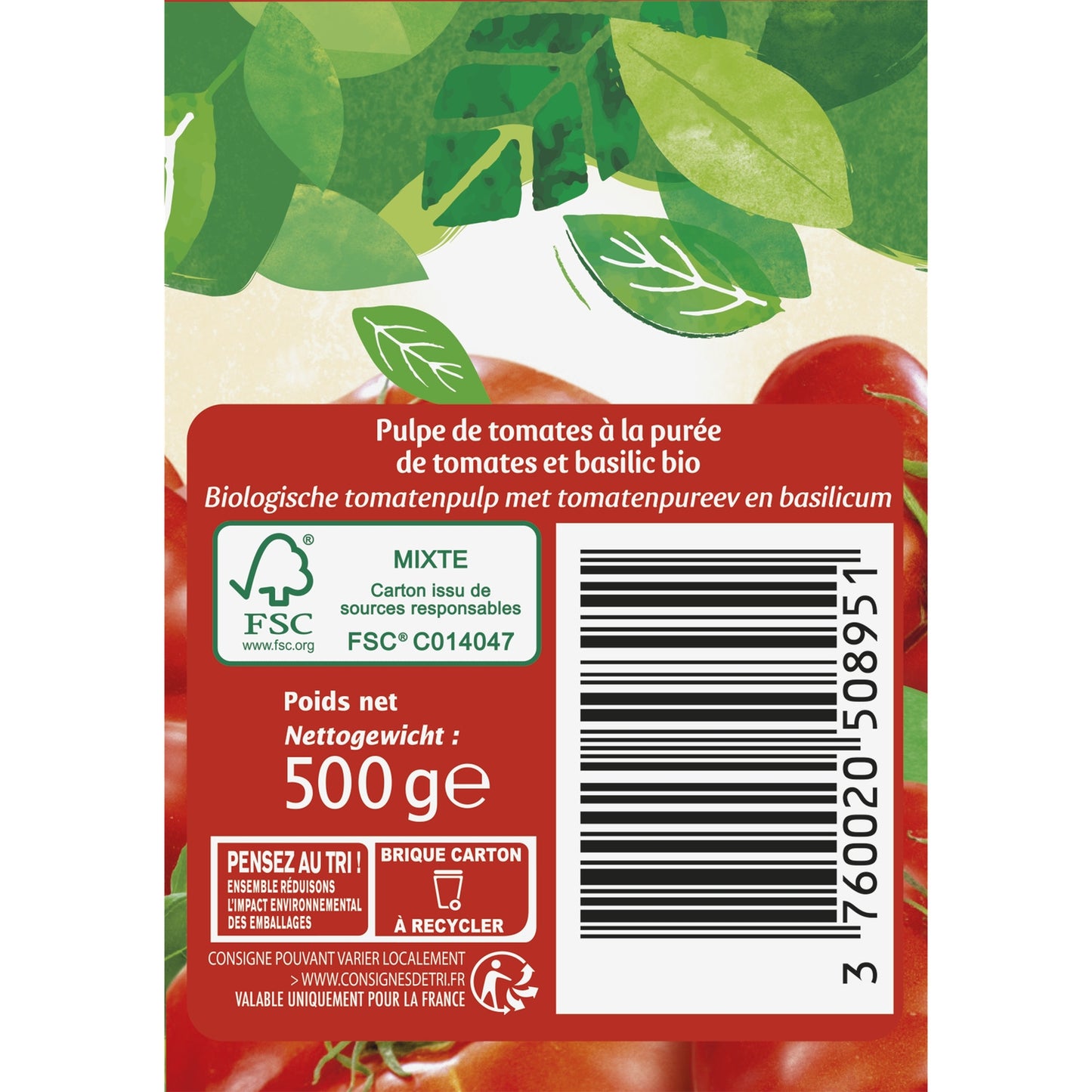 Organic Tomato Pulp with Basil JARDIN BIO ETIC