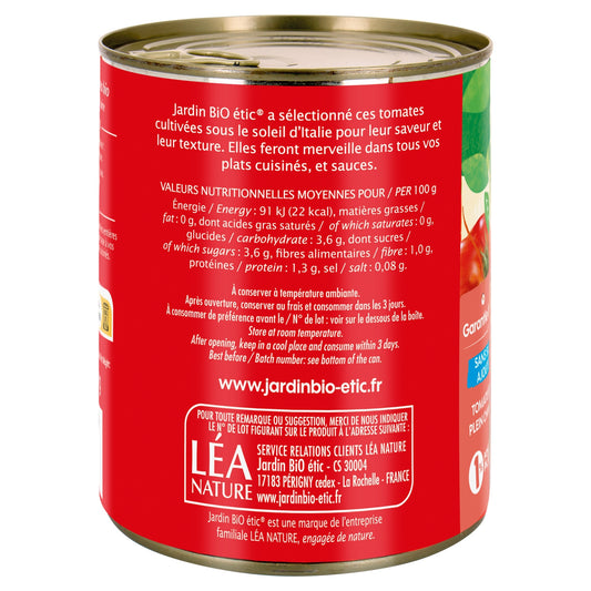 Tomates Pelées Entières Bio JARDIN BIO ETIC
