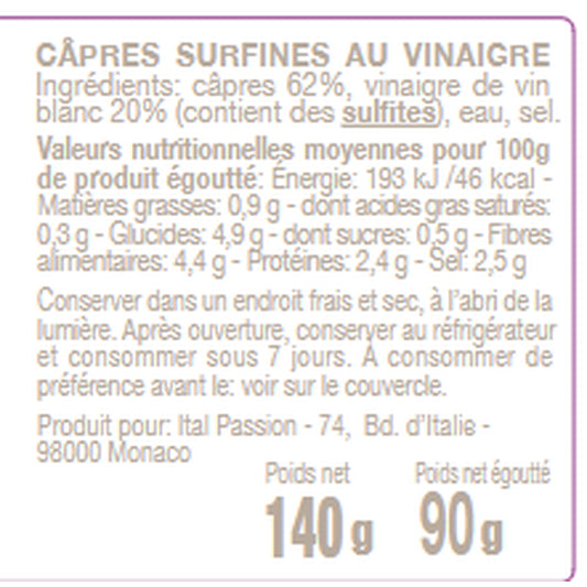 Câpres Surfines au Vinaigre FLORELLI