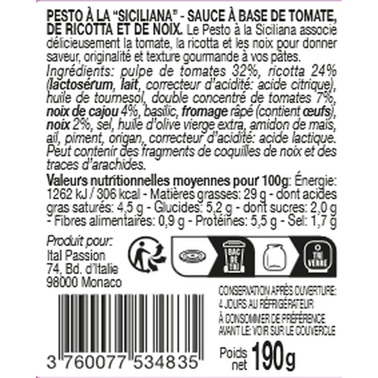 Sizilianische Pesto-Sauce FLORELLI