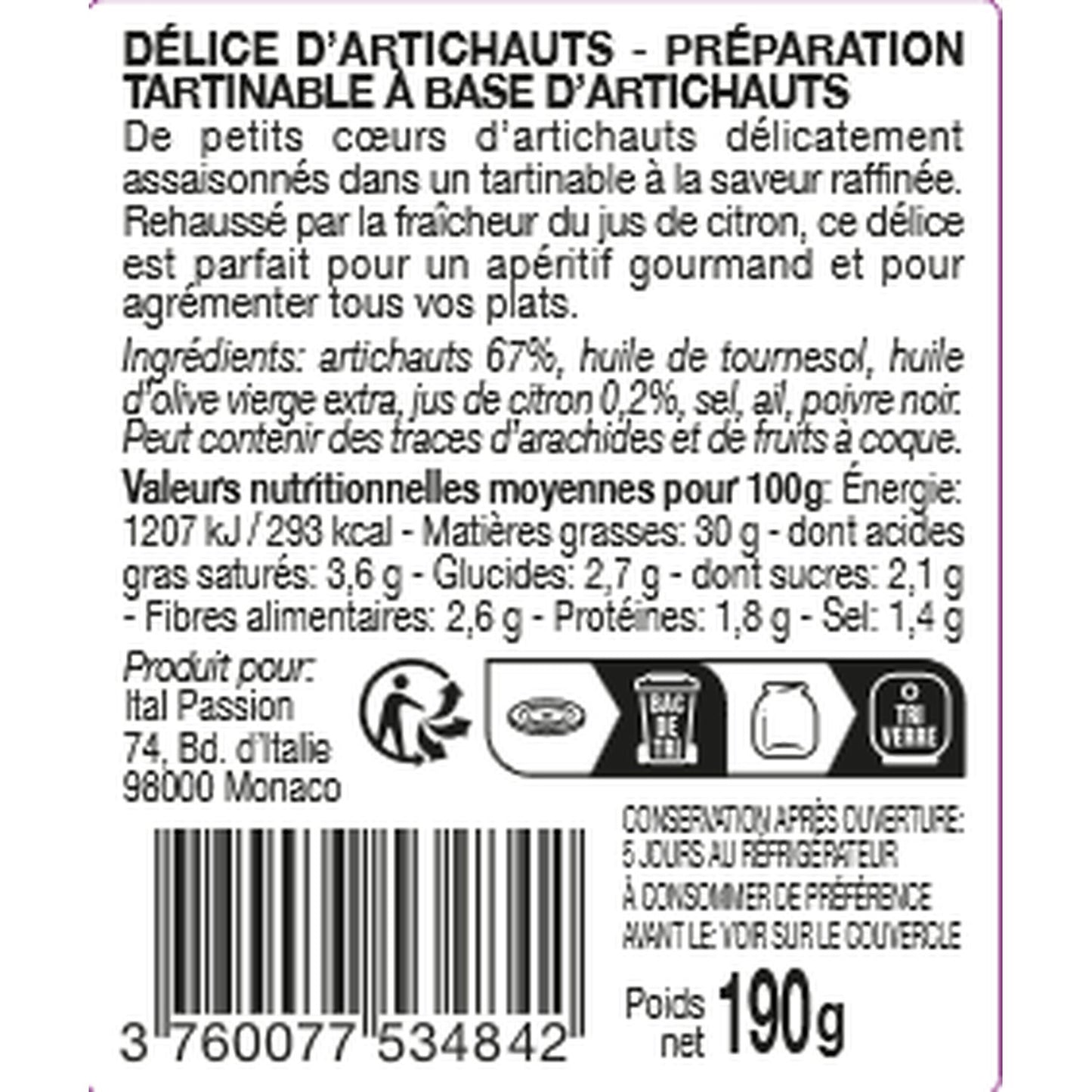 Tartinable d'Artichauts FLORELLI