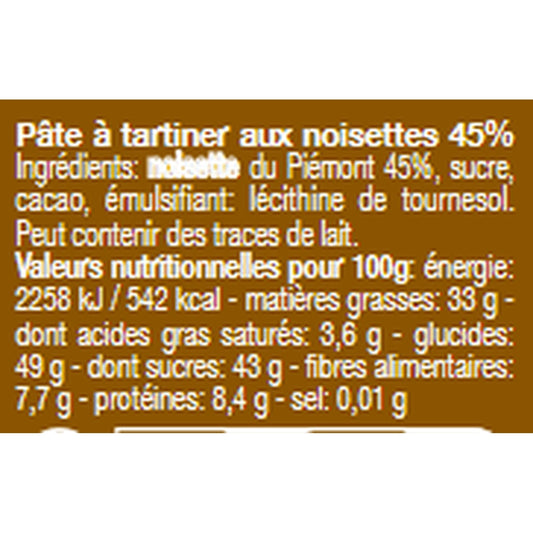 Pâte à Tartiner nocciola 45% aux éclats de noisettes DOLCIOSO