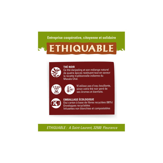 Thé Noir Tchaï aux Epices Darjeeling Bio ETHIQUABLE