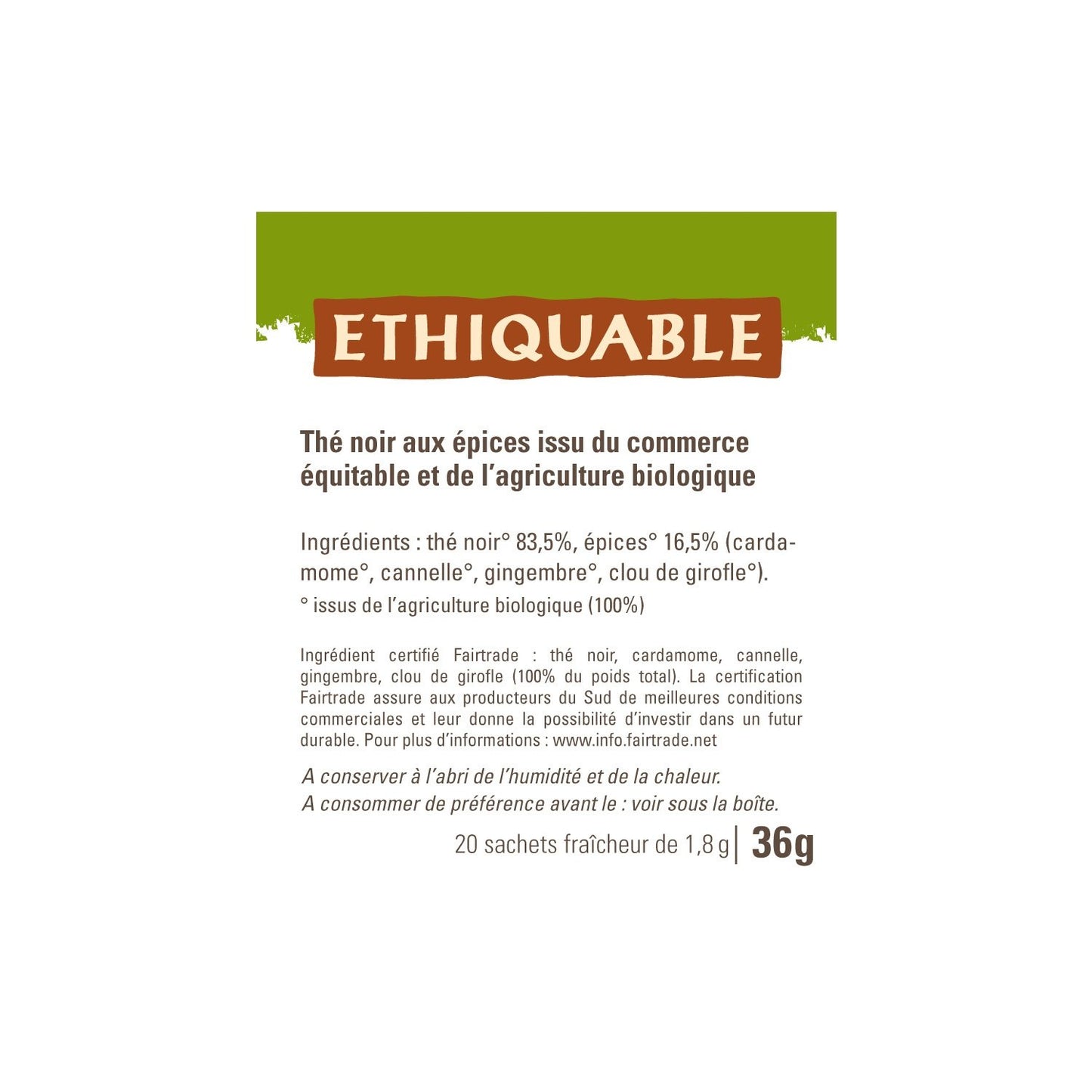 Thé Noir Tchaï aux Epices Darjeeling Bio ETHIQUABLE
