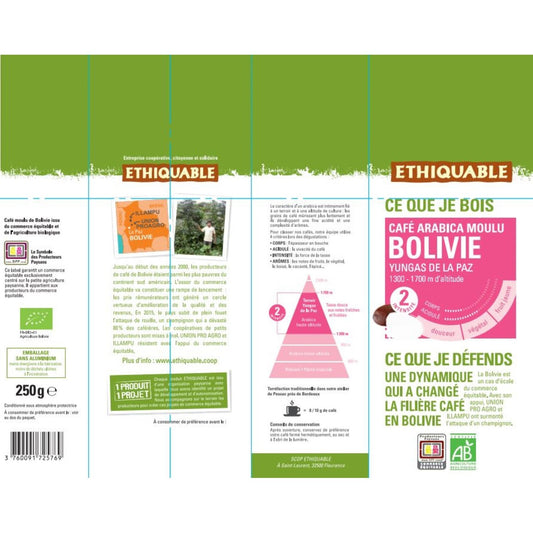 Café Moulu Pur Arabica Bolivie Bio ETHIQUABLE