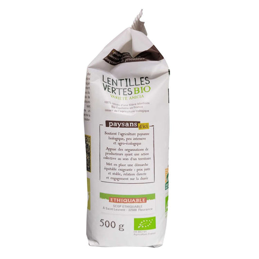 Lentilles Vertes Gascogne Bourgogne Bio PAYSANS D'ICI