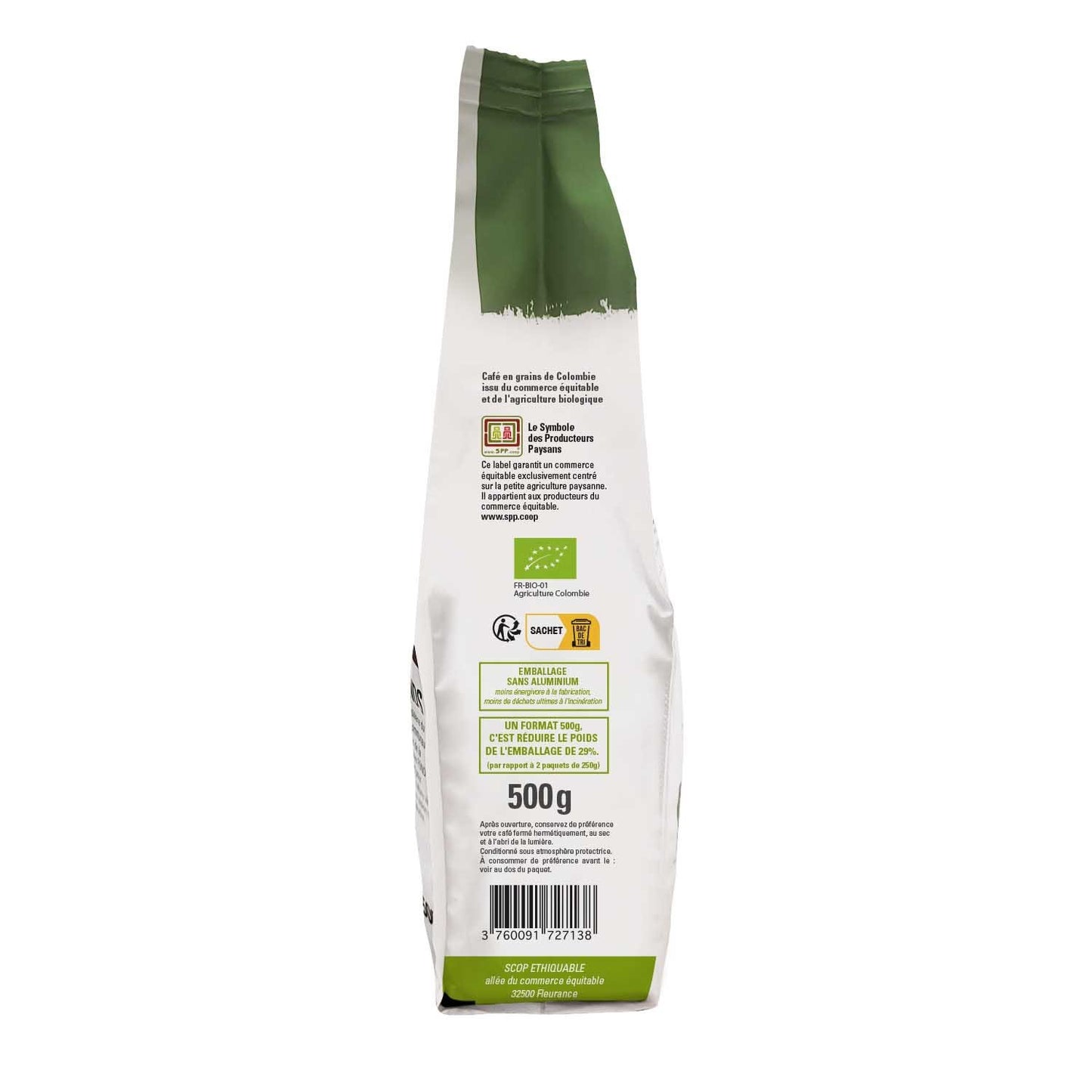 Café en Grains Pur Arabica Colombie Bio ETHIQUABLE