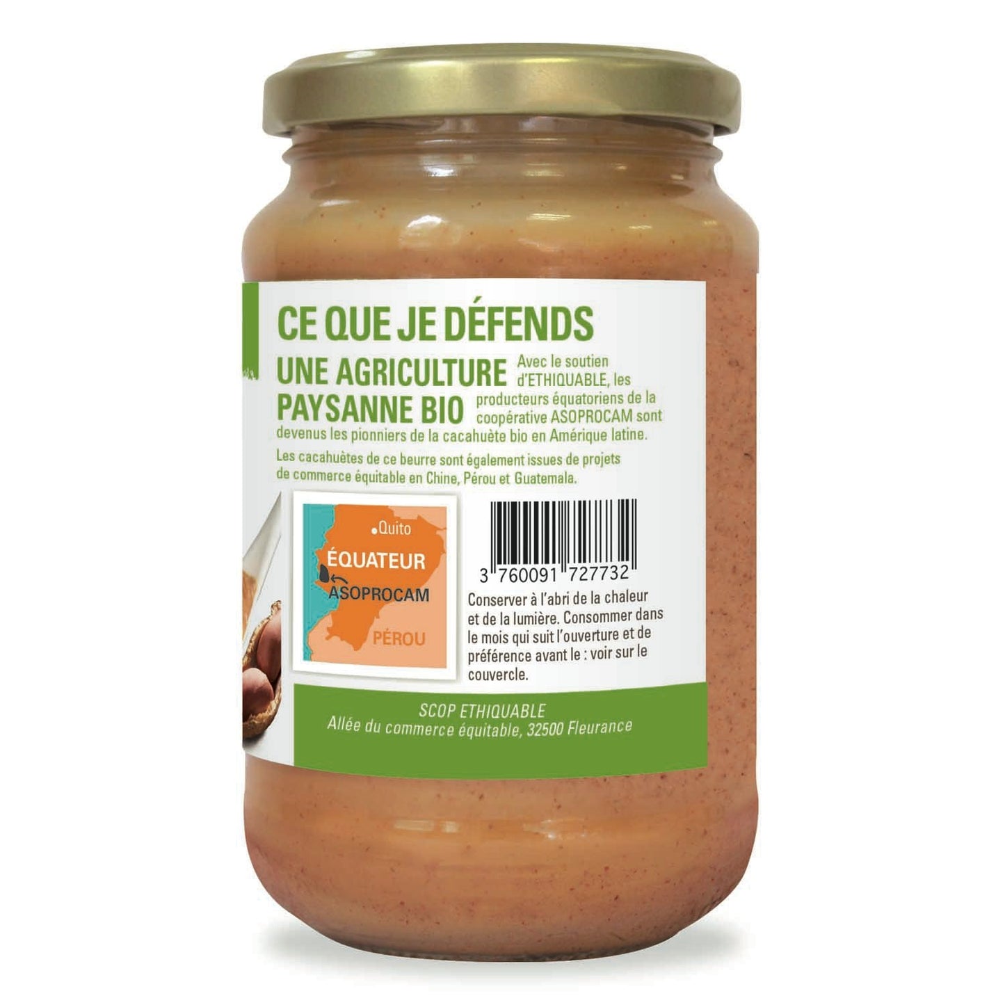Beurre de Cacahuètes Sans Huile de Palme Bio ETHIQUABLE