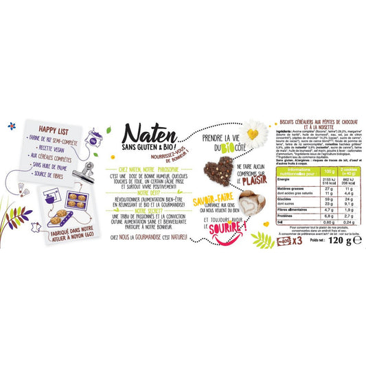 Cookies Chocolat Noisettes Sans Gluten Bio NATEN