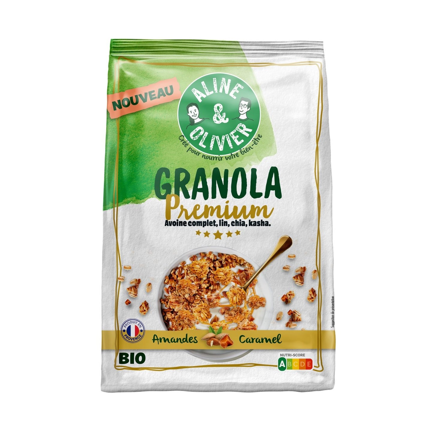 Granola Premium Amandes Caramen Bio Aline & OLIVIER le sachet de 310g