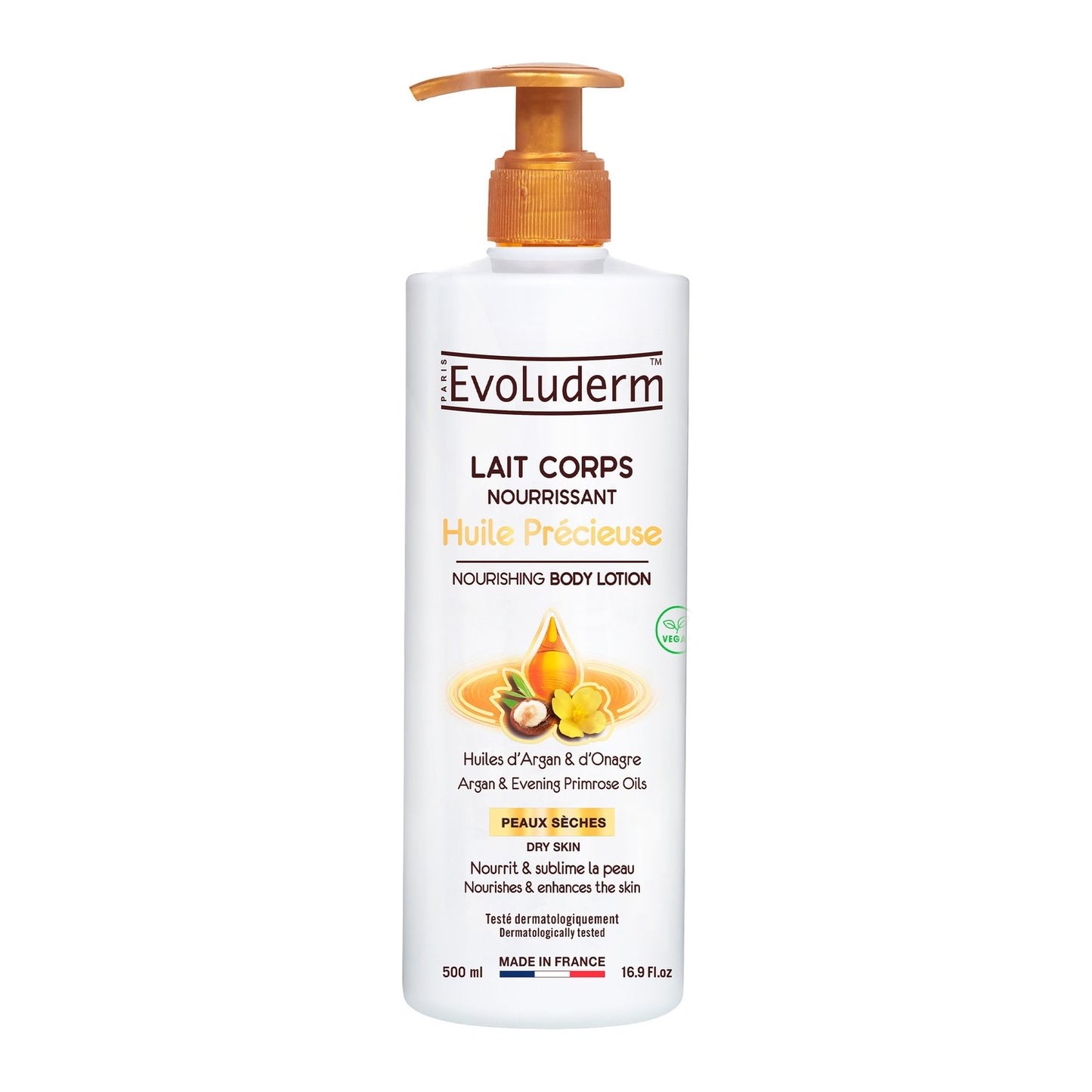 Lait Corps Huile Précieuse EVOLUDERM le flacon de 500ml