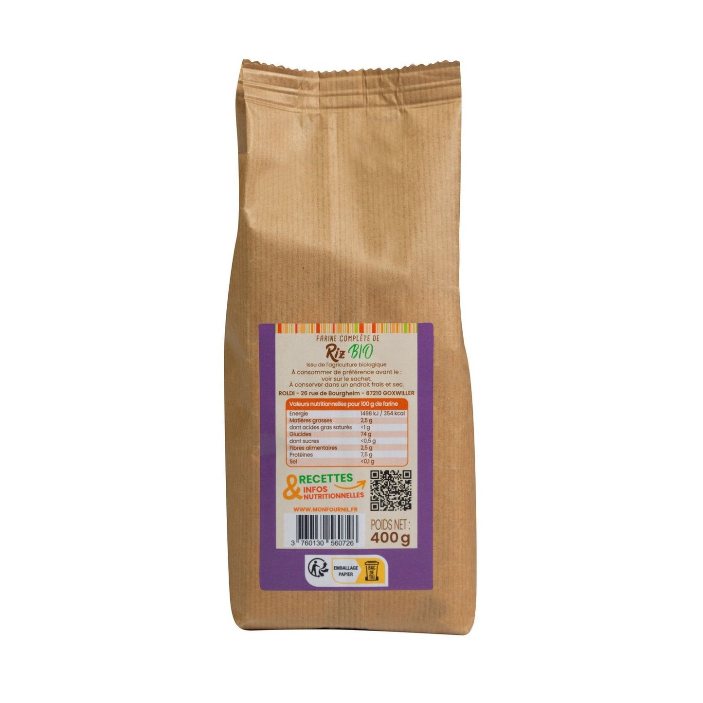 Farine Complète de Riz Sans Gluten Bio MON FOURNIL