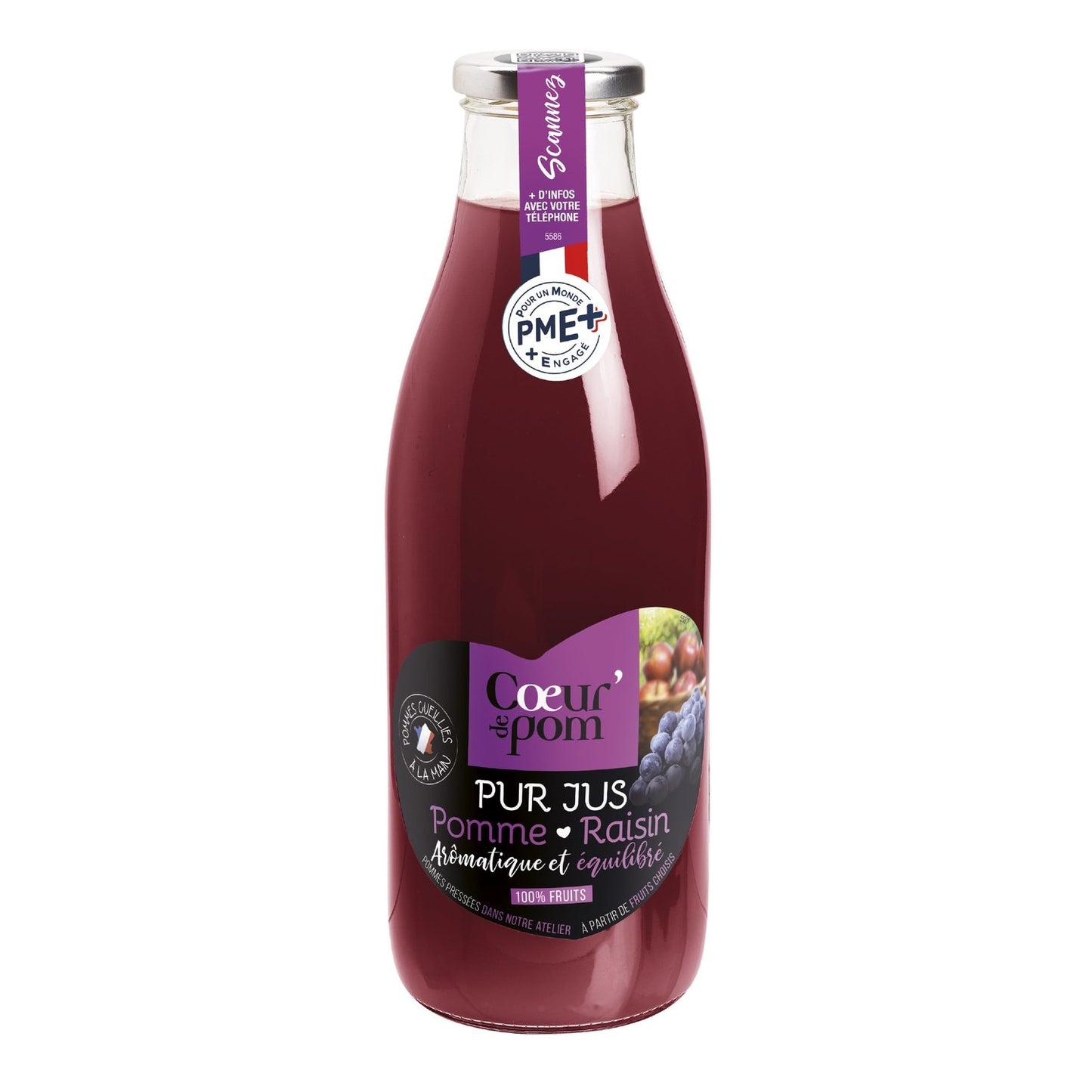 Jus de Pomme et Raison Pur Jus COEUR DE POM' la bouteille de 1L