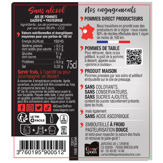 Jus de Pomme Pétillant COEUR DE POM