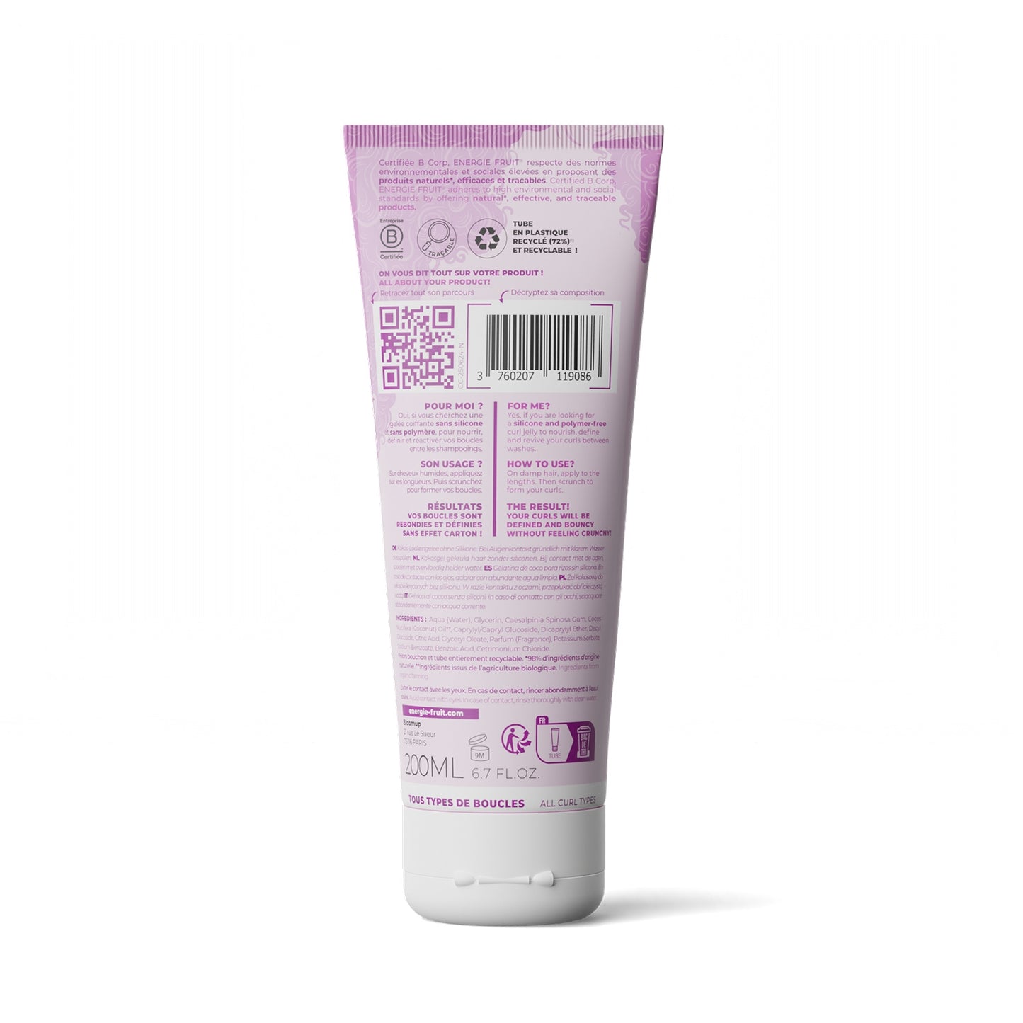 Soin cheveux Définition Boucles Sans Rinçage Huile de Coco Bio ENERGIE FRUIT