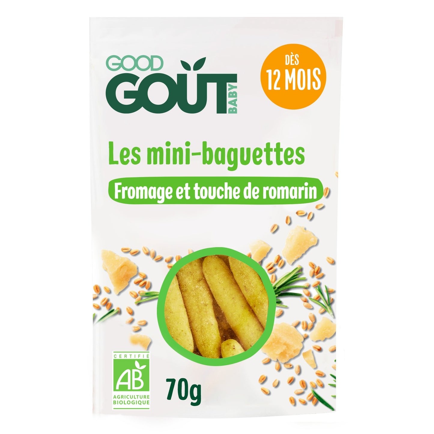 Biscuits Bébé Dès 12 Mois Mini Baguettes Fromage Romarin Bio Good Goût GOOD GOUT Le Sachet De 70g