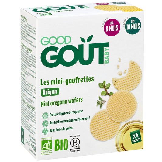 Biscuits Salés Bébé Dès 8 Mois Mini Gaufrettes Origan & Huile d'Olive Bio GOOD GOUT