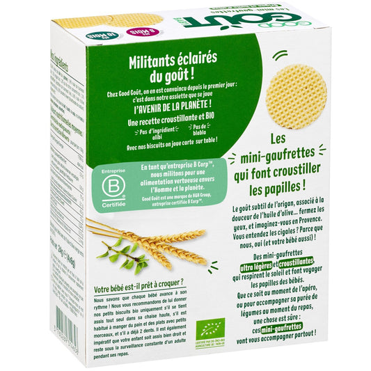 Biscuits Salés Bébé Dès 8 Mois Mini Gaufrettes Origan & Huile d'Olive Bio GOOD GOUT