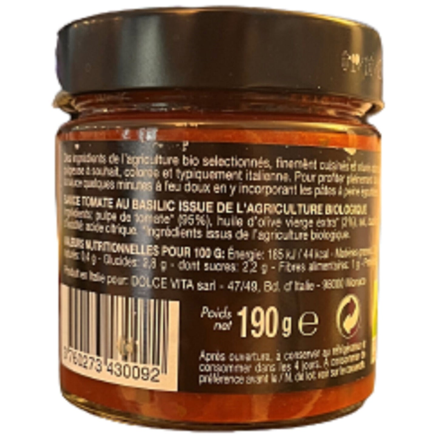 Sauce Tomate au Basilic DIVIN BIO