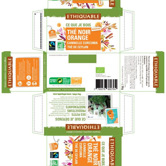 Thé Noir Orange Cannelle Curcuma Ceylan Bio ETHIQUABLE