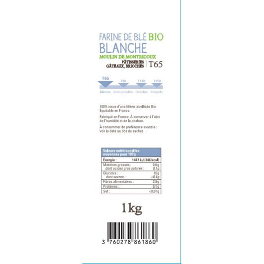 Farine de Blé Blanche T65 Gers Bio PAYSANS D'ICI