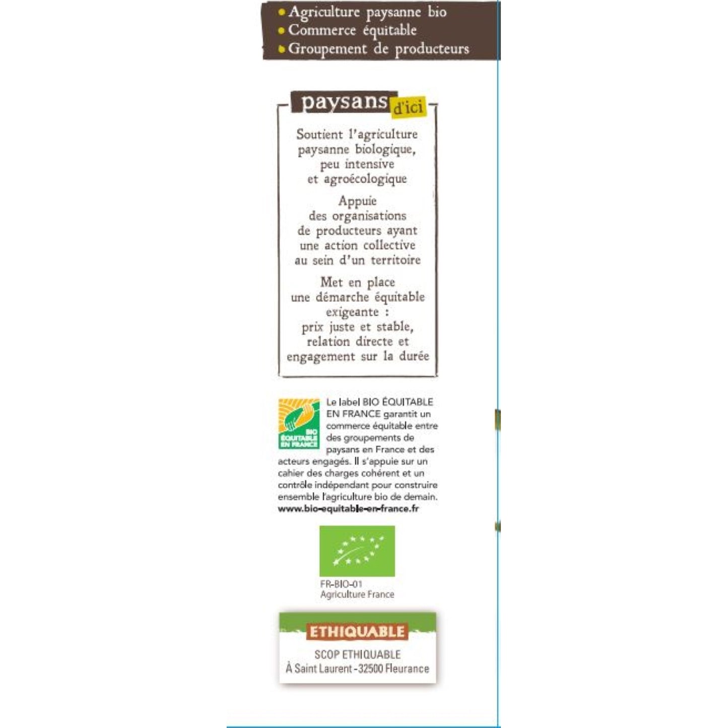 Farine de Blé Blanche T65 Gers Bio PAYSANS D'ICI