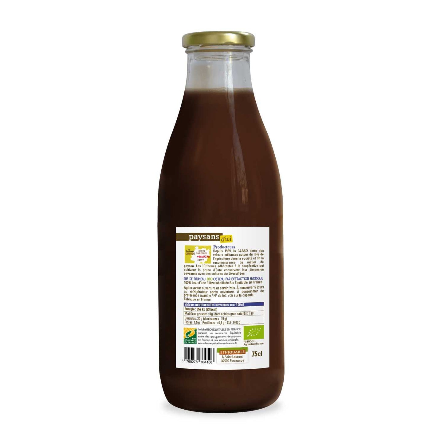 Jus de Pruneaux Lot et Garonne Bio PAYSANS D'ICI