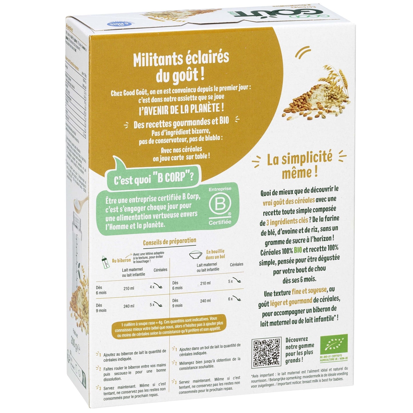 Céréales Bébé Dès 6 Mois Avoine Blé Riz Bio Good Gout GOOD GOUT