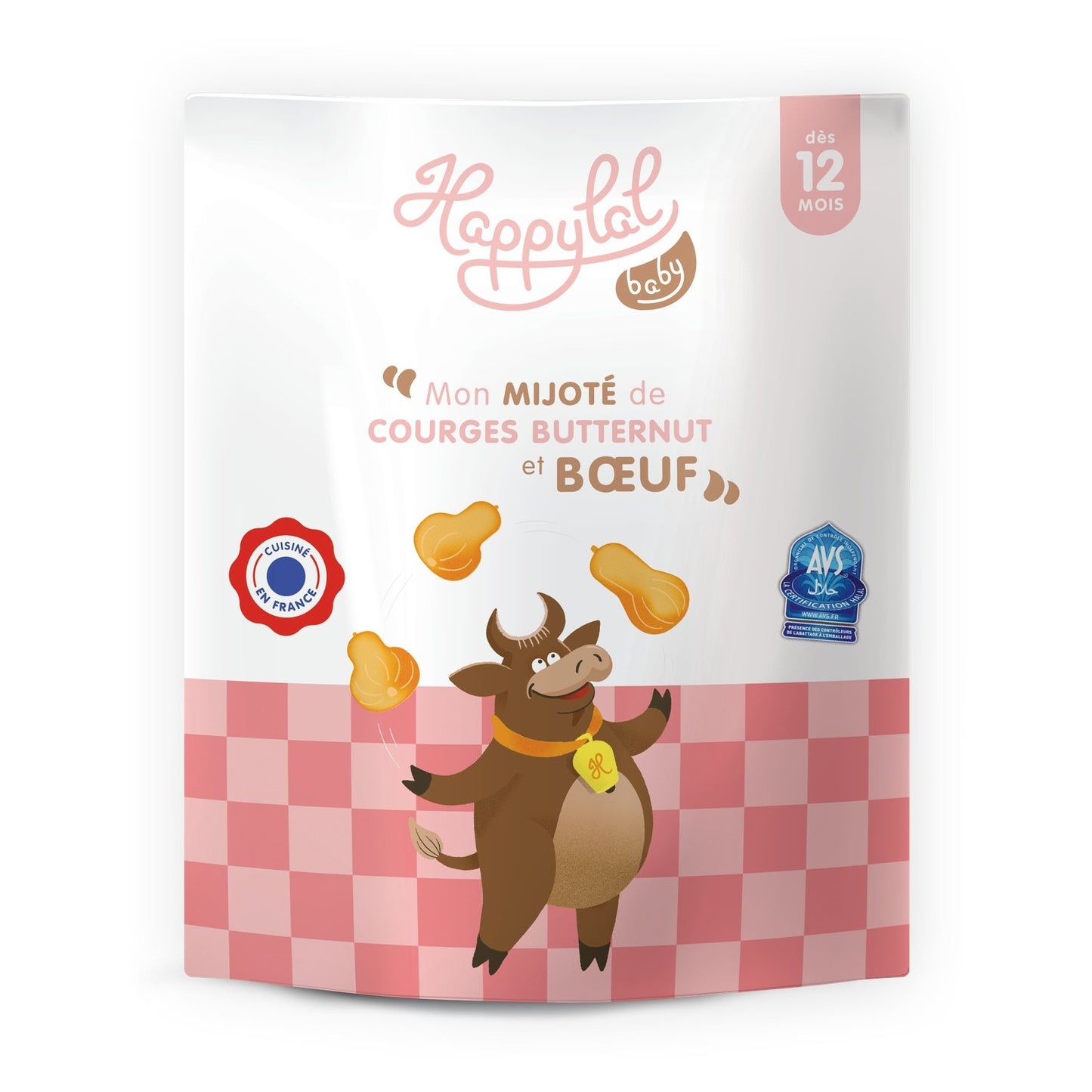 Plat Bébé Dès 12 Mois Mijoté de Courges Butternut et Bœuf HAPPYLAL BABY le sachet de 220g