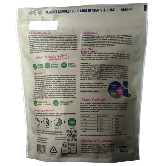 EKINOE Sterilisiertes Katzenfutter für ausgewachsene Katzen mit Insektenprotein